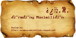 Örmény Maximilián névjegykártya